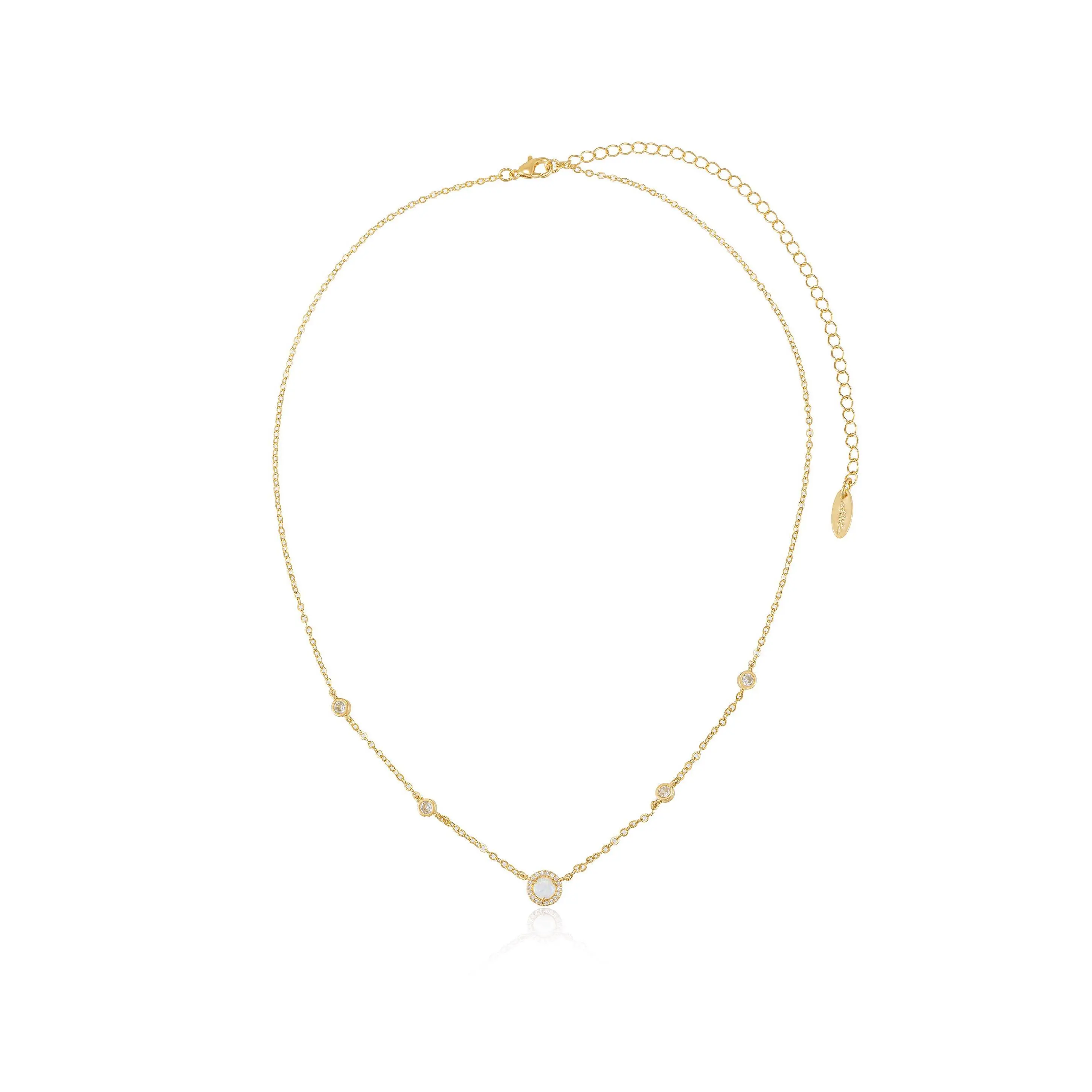 Ettika Olivia Opal & Crystal Necklace 18k Gold Plated Brass with Kyocera Opal & Cubic Zirconia Accents 16 Inches Length 2 Inch Extender