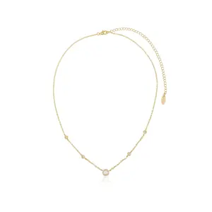 Ettika Olivia Opal & Crystal Necklace 18k Gold Plated Brass with Kyocera Opal & Cubic Zirconia Accents 16 Inches Length 2 Inch Extender