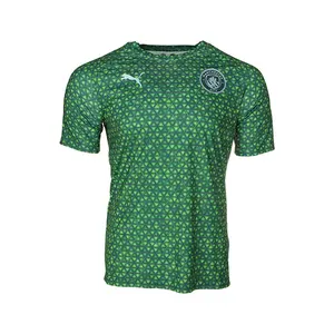 PUMA Mens Manchester City Warm Up Short Sleeve Jersey Soccer Cleats  - Green
