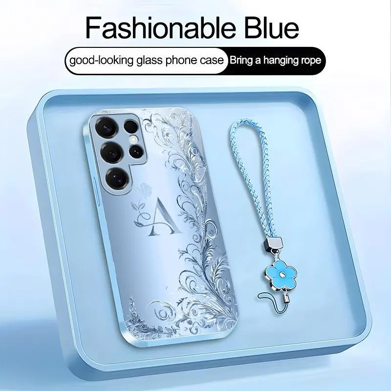 Suitable for [Galaxy S25 Ultra] high-end women's phone case🤩，a beautiful four-leaf clover lanyard is included🍀，with 26 letters of the alphabet to choose from and exquisite flower patterns，simple and elegant  YM99