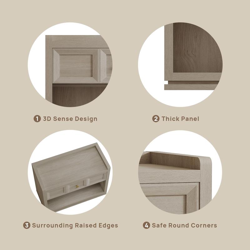 SICOTAS 31" and 26” Wide Nightstands Set of 2, Large Night Stands with Drawer, Oversized King Size Nightstand Bedside Table for Bedroom, Farmhouse End Side Table Set of 2 with Round Corners,Grey White Oak,Durable and Sturdy