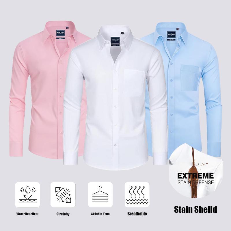 3-Pack Alimens&Gentle Men's Stain Sheild Business Casual Dress Shirts - Slim Fit Long Sleeve Button Down Shirt 3-Pack Alimens&Gentle Men's Stain Sheild Business Casual Dress Shirts - Slim Fit Long Sleeve Button Down Shirt