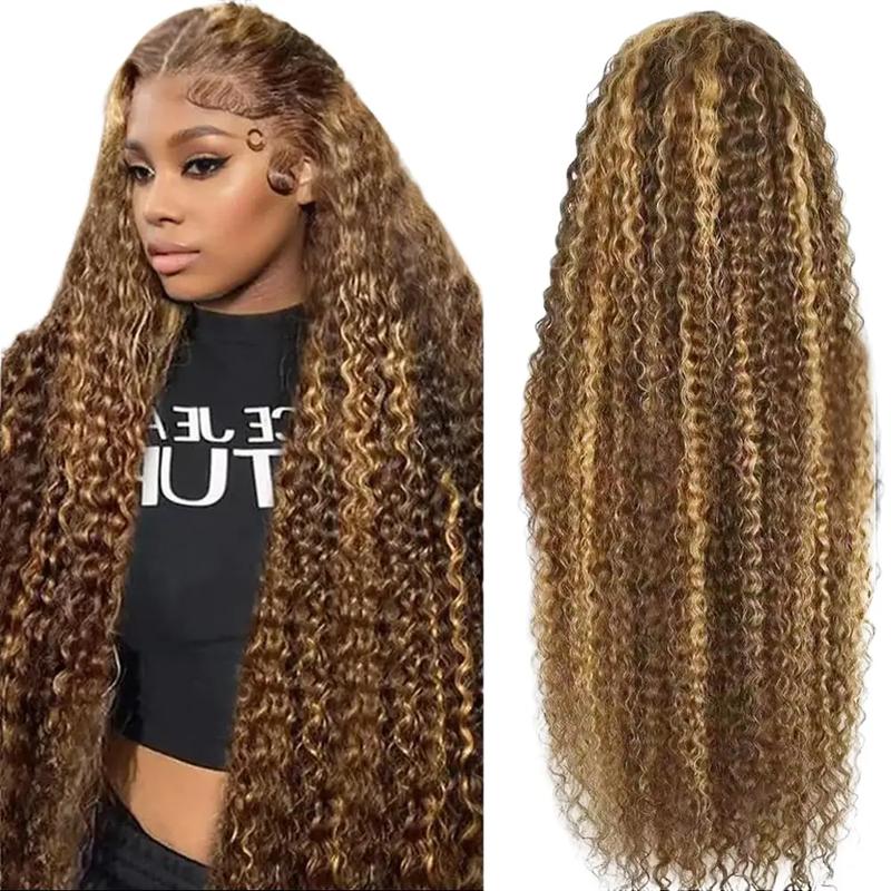 Highlight Ombre Lace Front Wig Human Hair 13x6 HD Honey Blonde 4/27 Deep Wave Lace Frontal Wigs Glueless Wigs Human Hair
