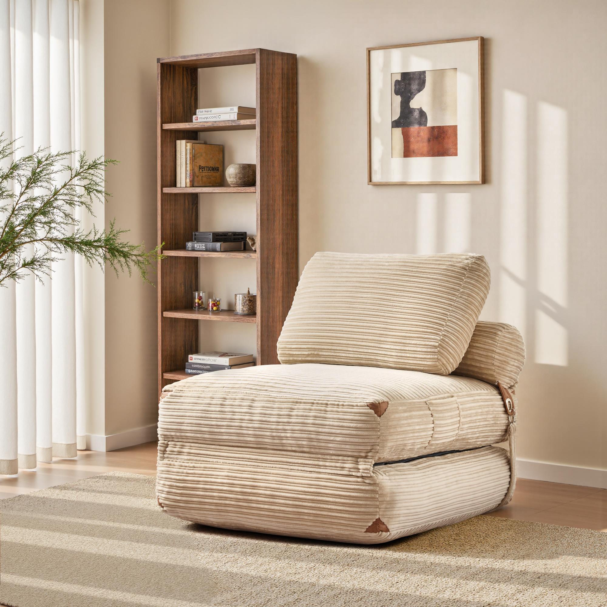 【Jumpstart Sale】Ovios Convertible 3 in 1 Folding Sofa Bed 36" W Boneless Chaise Lounge with Pillow & Lumbar Support for Living Room & Bedroom - No Assembly Required