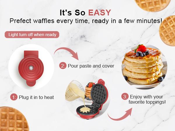 [New Year Gift] Crownful Mini Waffle Maker, 4 Inch, Non-Stick Waffle Maker for Familes and Kids, Cooking Breakfast, Desserts, Sandwiches, Eggs, and Snacks with the Family