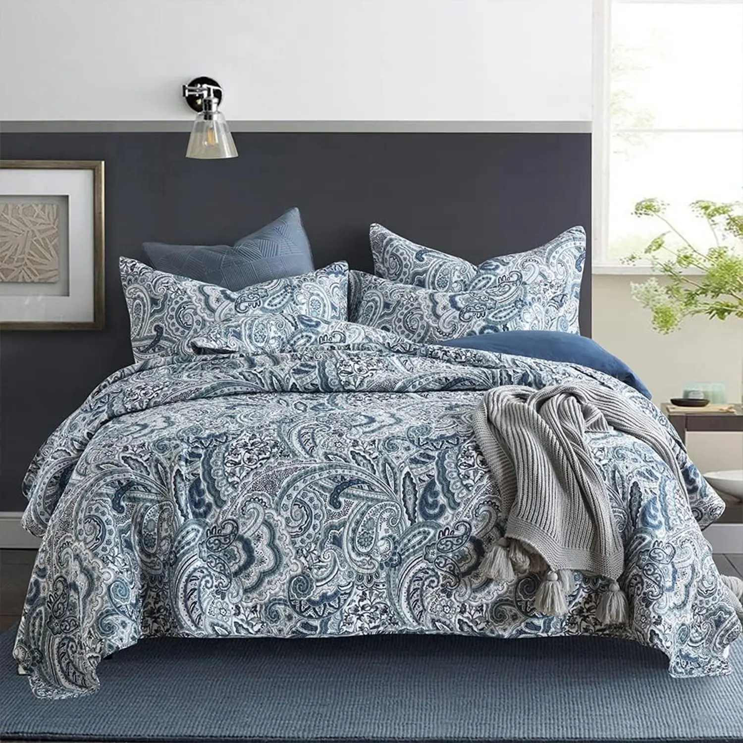[Pattern Quilts] Paisley Bedspread Cotton Bedspread Quilt Sets, 3 Pieces Reversible Comforter Coverlet Sets, Queen ,King Size