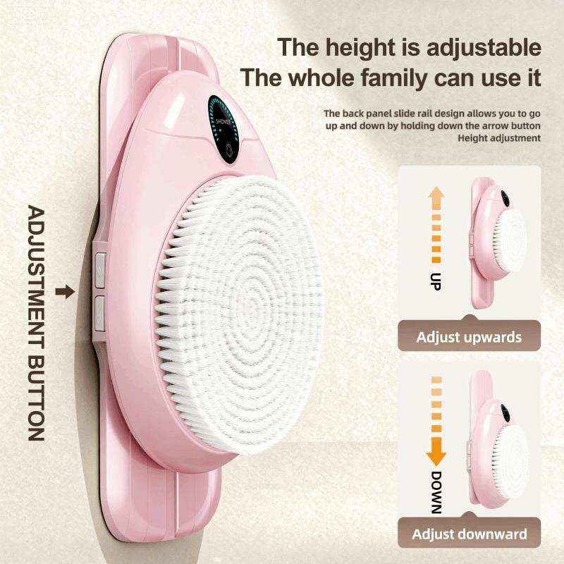 LIVEFULL Smart Wall Mounted Exfoliating Brush,Smart Electric Shower Brush for Body - Wall Mounted Back Scrubber with 3 Speeds & 360° Rotation, Rechargeable Exfoliating Brush with Soft Bristles, Hands-Free Deep Cleansing for Men & Women
