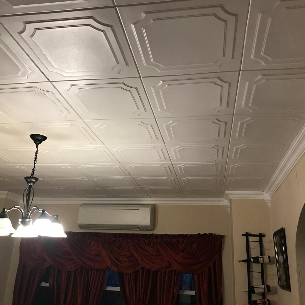 A La Maison Ceilings The Virginian 20 in x 20 in Decorative Styrofoam Glue-up Ceiling Tiles - #R08 - (Pack of 8) / 21.6 sqft