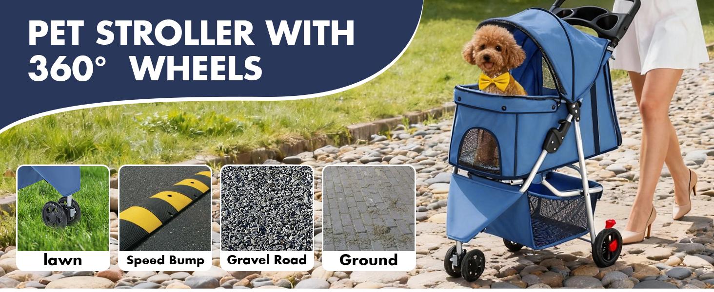 Sweetcrispy 3-Wheel Pet Stroller Dog and Cat Stroller Breathable Mesh Lightweight Travel Carrier Waterproof & Foldable Design Storage Basket Black for Daily Walks & Outdoor Use Sweetcrispy 3-Wheel Pet Stroller Dog and Cat Stroller Breathable Mesh Lightweight Travel Carrier Waterproof & Foldable Design Storage Basket Black for Daily Walks & Outdoor Use