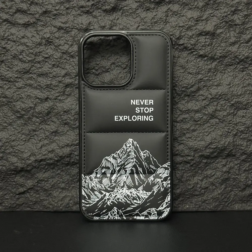 Never-ending exploration of positive energy design. Fashionable down jacket phone case compatible with iPhone 17 Pro Max, 16, 15, 14, 13 Pro Max, 14, 15 Plus. Down jacket-inspired drop-proof soft case with tactile 3D texture. Anti-slip edge design., Smart