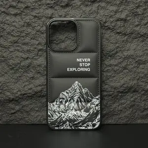 Never-ending exploration of positive energy design. Fashionable down jacket phone case compatible with iPhone 17 Pro Max, 16, 15, 14, 13 Pro Max, 14, 15 Plus. Down jacket-inspired drop-proof soft case with tactile 3D texture. Anti-slip edge design.