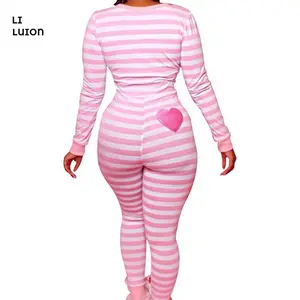 Women's V Neck Long Sleeve Jumpsuit Bodycon One Piece Pajamas Bodysuit Romper Sleepwear