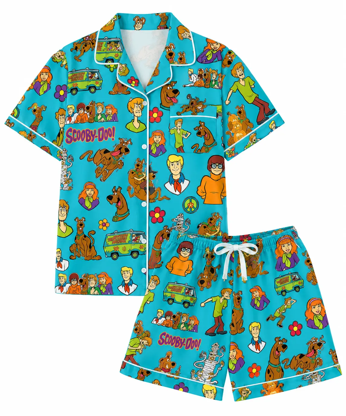 Retro Halloween Movie Pajamas Set, Cute Dog Halloween Pajamas, Spooky Seasons Sleepwear