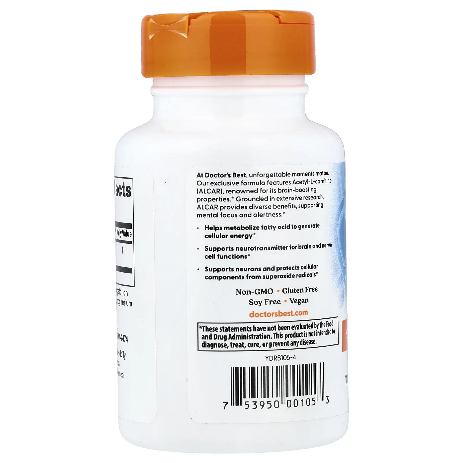 Doctor's Best Acetyl-L-Carnitine, 60 Veggie Caps (500 mg Per capsule)