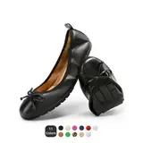 Dream Pairs Women's Bow Motif Ballet Flats - Flexible Footwear, Foldable Round Toe Slip-On Dressy Flats Style Shoes for Women, Elastic Band, 3-Layer Insole Arch Support, Lightweight Packable for Weddings/Events, Travel,outdoorfun