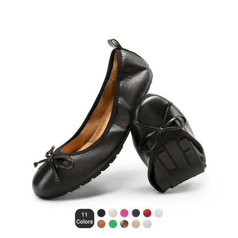 Dream Pairs Women's Bow Motif Ballet Flats - Flexible Footwear, Foldable Round Toe Slip-On Dressy Flats Style Shoes for Women, Elastic Band, 3-Layer Insole Arch Support, Lightweight Packable for Weddings/Events, Travel,outdoorfun