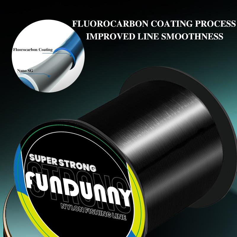 FUNDUNNY Professional Fishing Line 500m Red Size 4 - Original Nylon with Fluorocarbon Coating - Suitable for Various Saltwater and Freshwater Fishing Applications