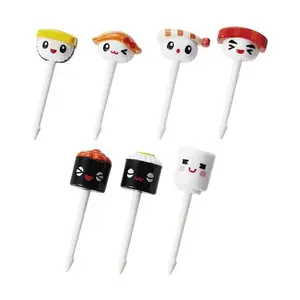 TORUNE Japanese Sushi Food Picks - Cute Bento Skewers for Fruit, Snacks, Cake, Appetizers - 7pc Set