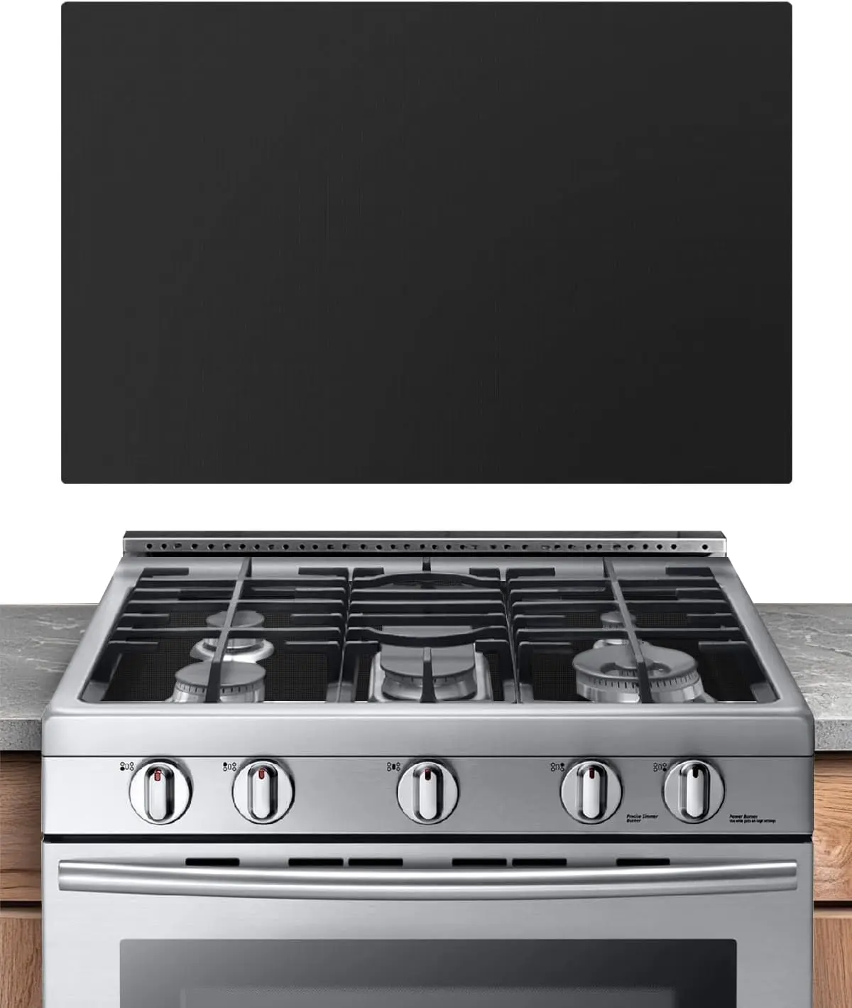 Silicone Stove Cover Gas Stove Top Burner Covers for Samsung Gas Range Stove Guard Reusable,Oven Liners Mat Gas Range Protectors, Non-Stick Washable Keep Stove Clean Black without hole, 24.4x16.3 inch