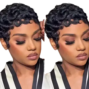 Short Curly Pixie Human Hair Wig | Retro Finger Wave Style | Perfect for Daily, Party & Cosplay | Natural Looking