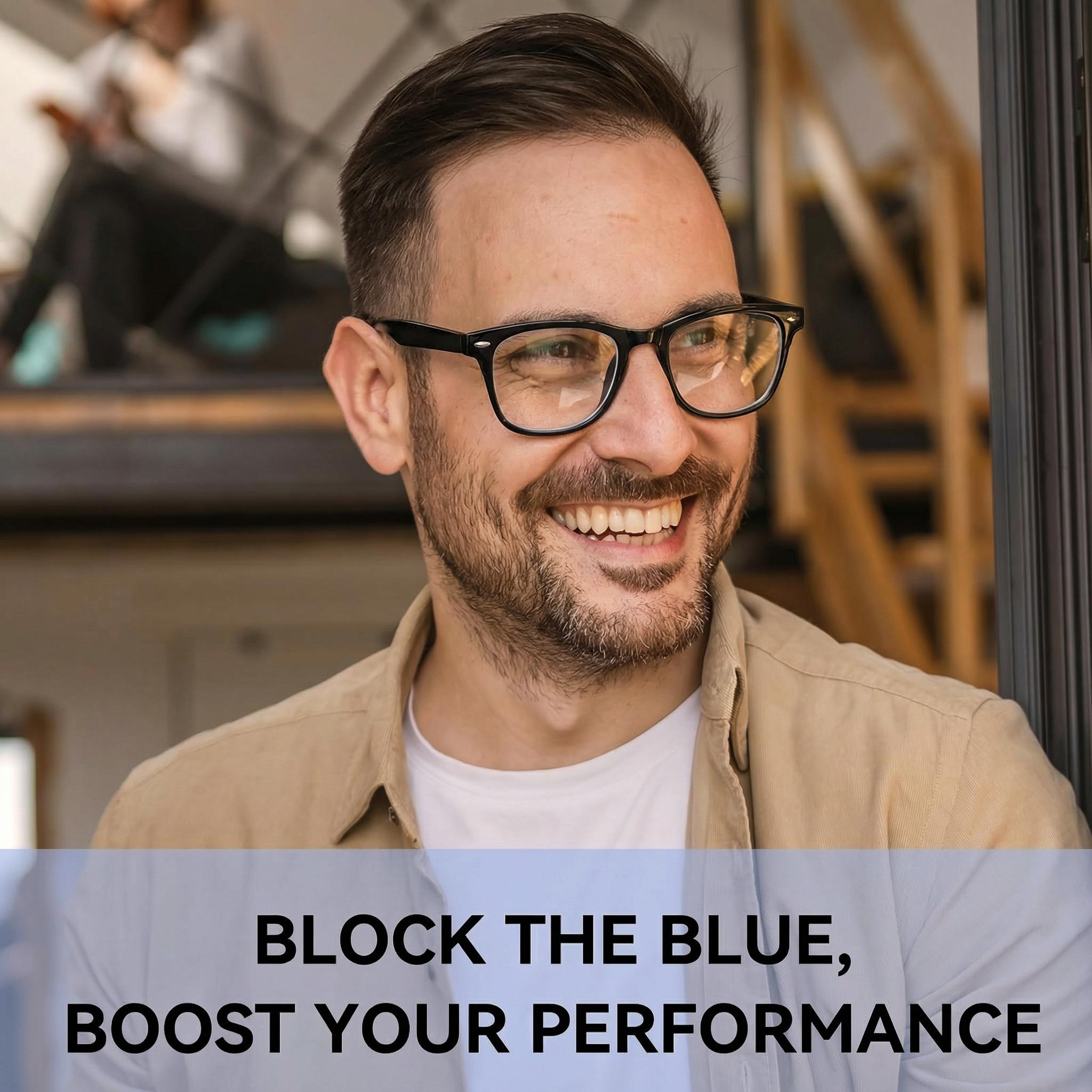 Blue-light glasses frame detail