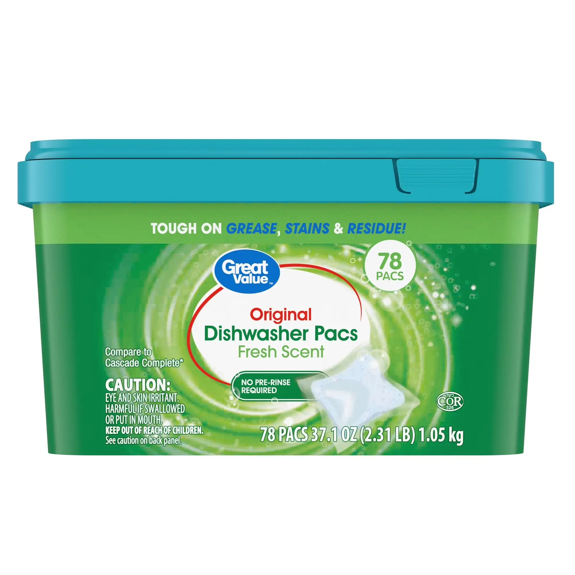 Great Value Automatic Dishwasher Pacs - Fresh Scent Grease Remover, 78-Count Dish Detergent Pods for Kitchen Cleaning Supplies