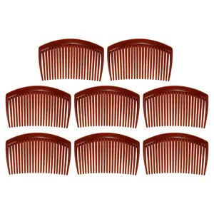 VOCOSTE 8 Pcs Classic Side Clip Hair Comb, Teeth Hair Combs Hair Clip Comb Plastic, Brown, 3"