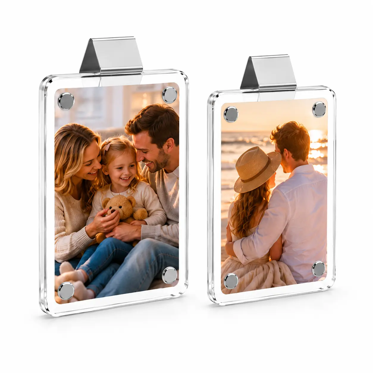 Upgraded Clip-On Car Mounted Photo Holders (2 Sets), 3.5x2.3in Universal Acrylic Frames, Easy Install for 2 Visor Sides, High-Quality Home Decor Display, Ideal Couple Keepsake for DIY Car Decoration, Two Visor Sides