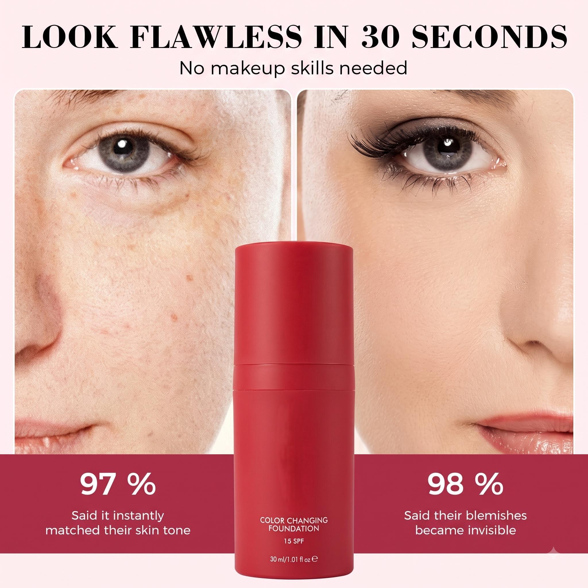 Lightweight Color Changing Cosmetic Liquid Foundation for Women, UV-Protective SPF 15, Skin Tone-Adapting, Natural Finish, Blurs Imperfections & Fine Lines, All Skin Types, 1.01 Fl Oz Daily Use, Sensitive, Coverage, Makeup, 30Ml