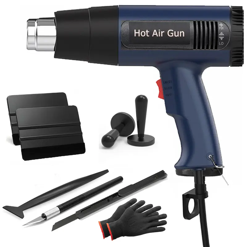 Heat Gun Set for Vinyl Wrap, Car Wrap Kit for Window Tint, Include Heat Gun, Squeegees, Cutting tools,,Vinyl Gloves,Tool Kits for Car Film Installation,for DIY Craft Embossing Shrink Wrapping,Crafts,Shrinking PVC,Stripping Paint