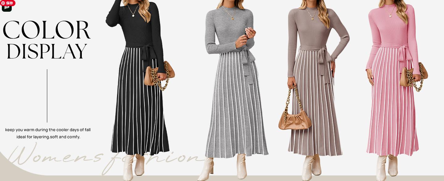 ZESICA Womens 2025 Fall Turtleneck Long Sleeve Sweater Dress Tie Waist Casual Loose Ribbed Knit A Line Midi Dresses ZESICA Womens 2025 Fall Turtleneck Long Sleeve Sweater Dress Tie Waist Casual Loose Ribbed Knit A Line Midi Dresses