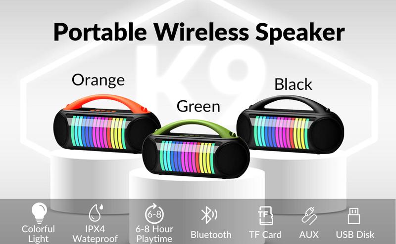 K9 Karaoke Portable Systems Wireless Karaoke Machine Sepaker,IPX4 Waterproof Wireless Speaker,100W Loud Deepbass Speaker for Indoor,Outdoor,Camping,Beach,Green