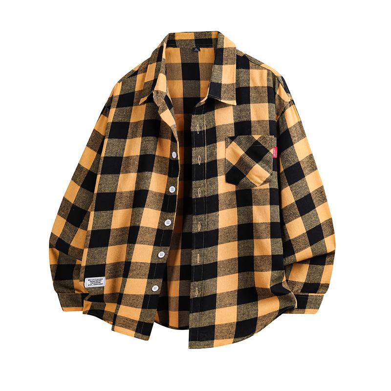 Men's Vintage Checked Menswear Longsleeve Shirt, Retro Cotton Blend Button-Down with Loose Fit, Cozy Gift for Dad or Hubby, Button Front, Button Up Design