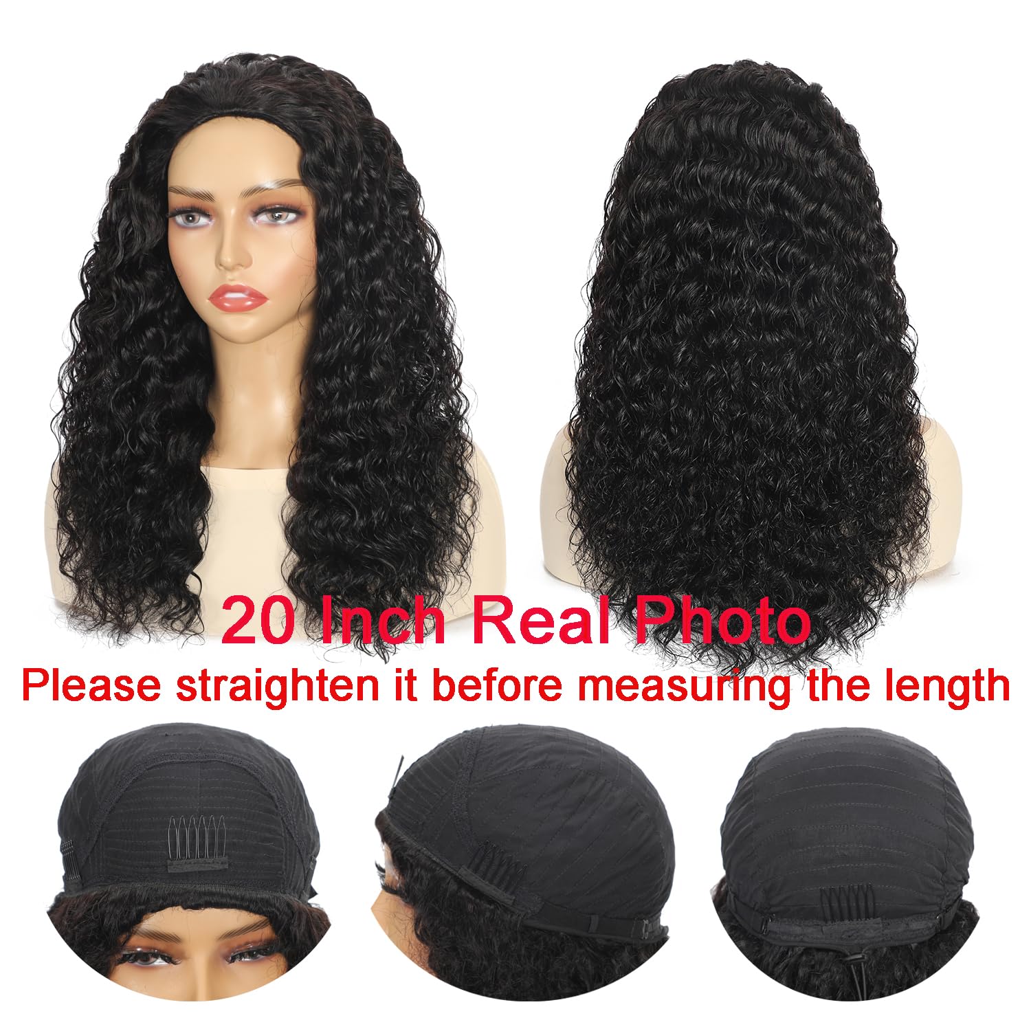 [3 in 1 Half Wig] Bling Hair Half Wig Human Hair 180% Density Glueless Wigs Human Hair Curly 3 In 1 Half Wigs for Black Women Drawstring Seamless Flip Wig Beginner Friendly FallFreshness