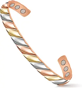 Copper Bracelets for Women Men Lymph Detox Magnetic Bracelet Magnetic Copper Bracelet, Tri-color Bracelet Jewelry Gift for Christmas Valentine's Day Mother's Day