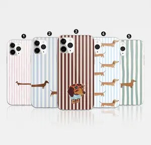 Funny Sausage dog Stripes phone case Dachshund phone case for iPhone X, 11, 12, 13, 14, 15, 16, 17 & all sizes Samsung