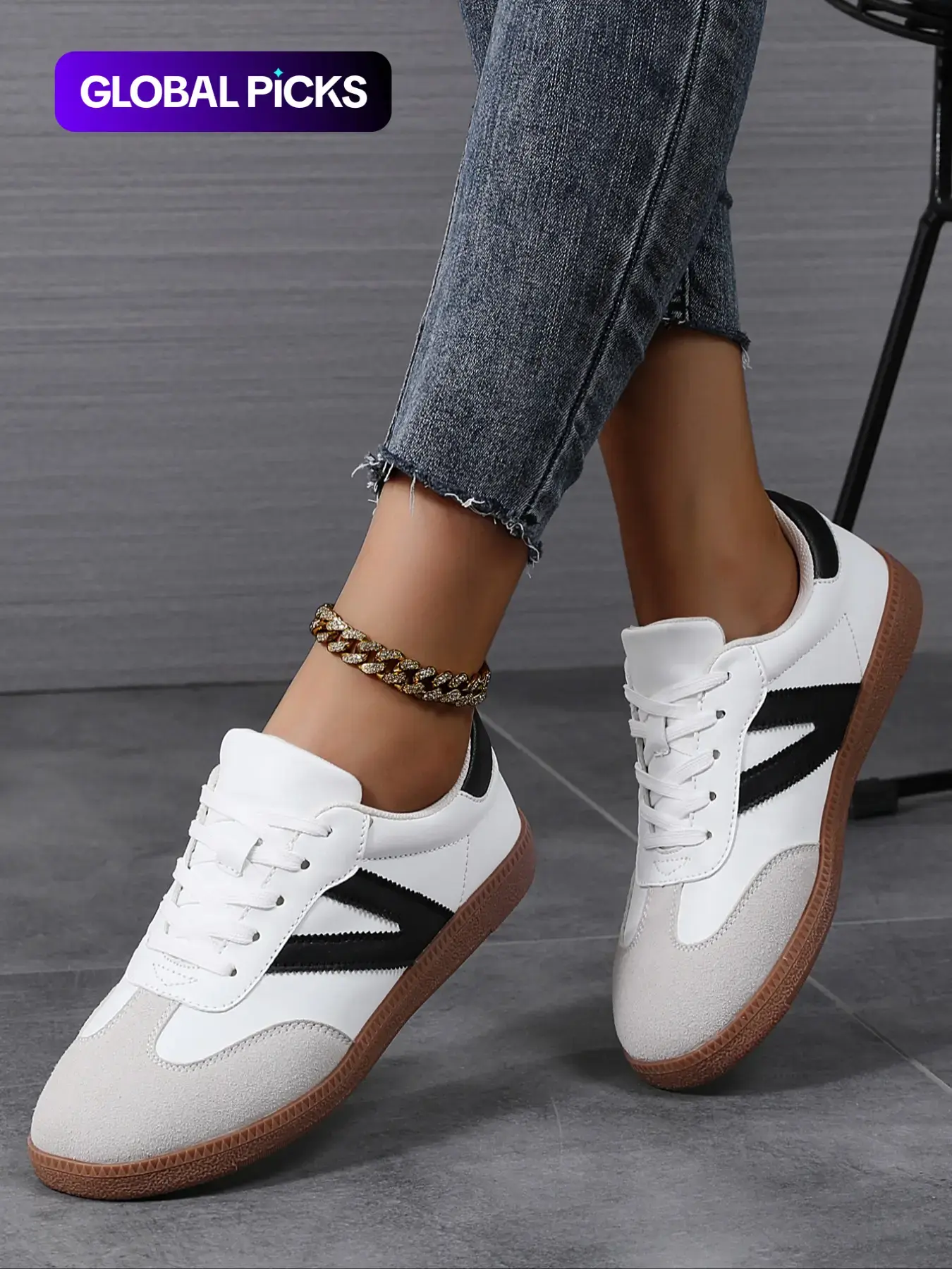 Women's Fashionable Lace Up Contrast Binding German Trainers Low Top Trainer Sneaker, Casual Breathable Comfortable Sports Training Shoes, All-match Basic Shoes for Daily Wear, Sneakers Casual