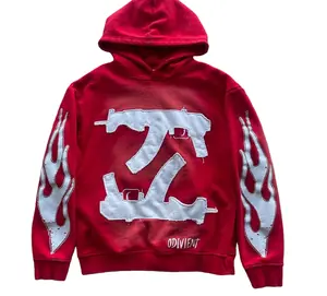 Casual streetwear brand patched sweatshirt, pistol print hooded sweatshirt, loose-fitting Gothic style women's top, hoodie.