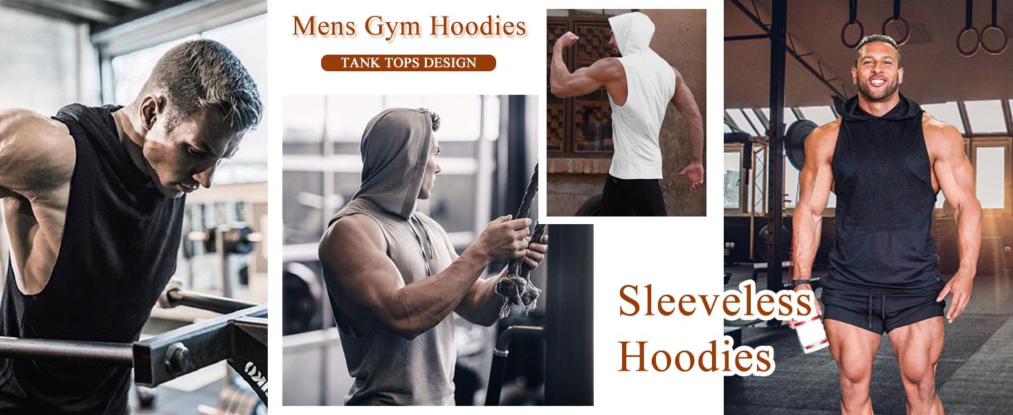COOFANDY B Summer Clearance 2 Pack Mens Workout Hooded Tank Tops Bodybuilding Muscle Cut Off T Shirt Sleeveless Gym Sport Hoodies Menswear Summer Outfits Breathable