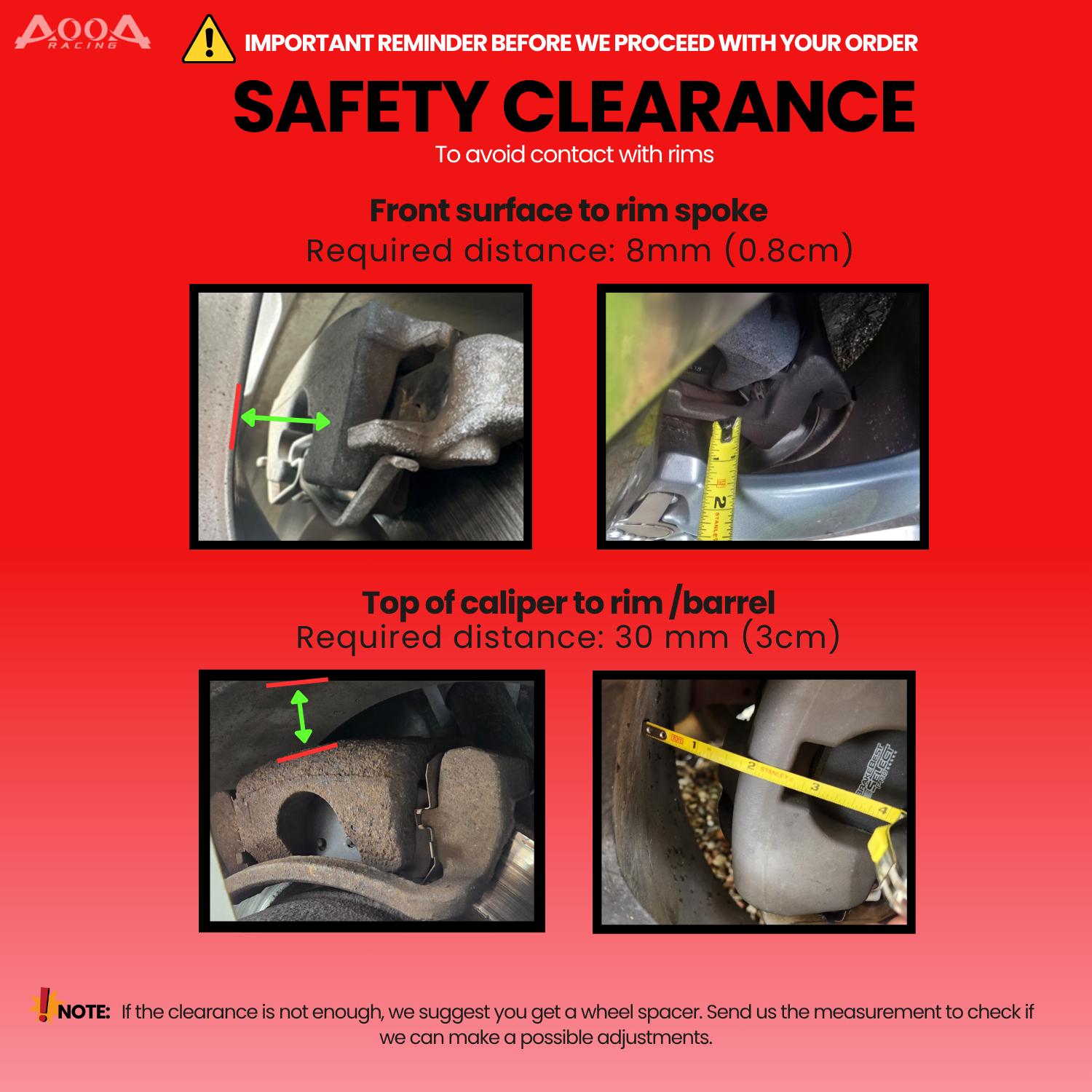 AOOA Racing Aluminum Custom-fit Covers for Front and Rear Calipers - Set of 4 Automotive Accessories