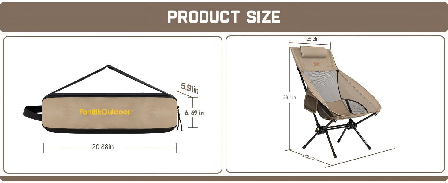 FanttikOutdoor Zeta L8 Max Unisex Folding Camping Chair - Portable, Lightweight, Comfort-Driven Gentle Rocker with Carry Bag, Space-Saving Rolling Design, Supports Up to 250 lbs for Camping, Patio,toolupgrade