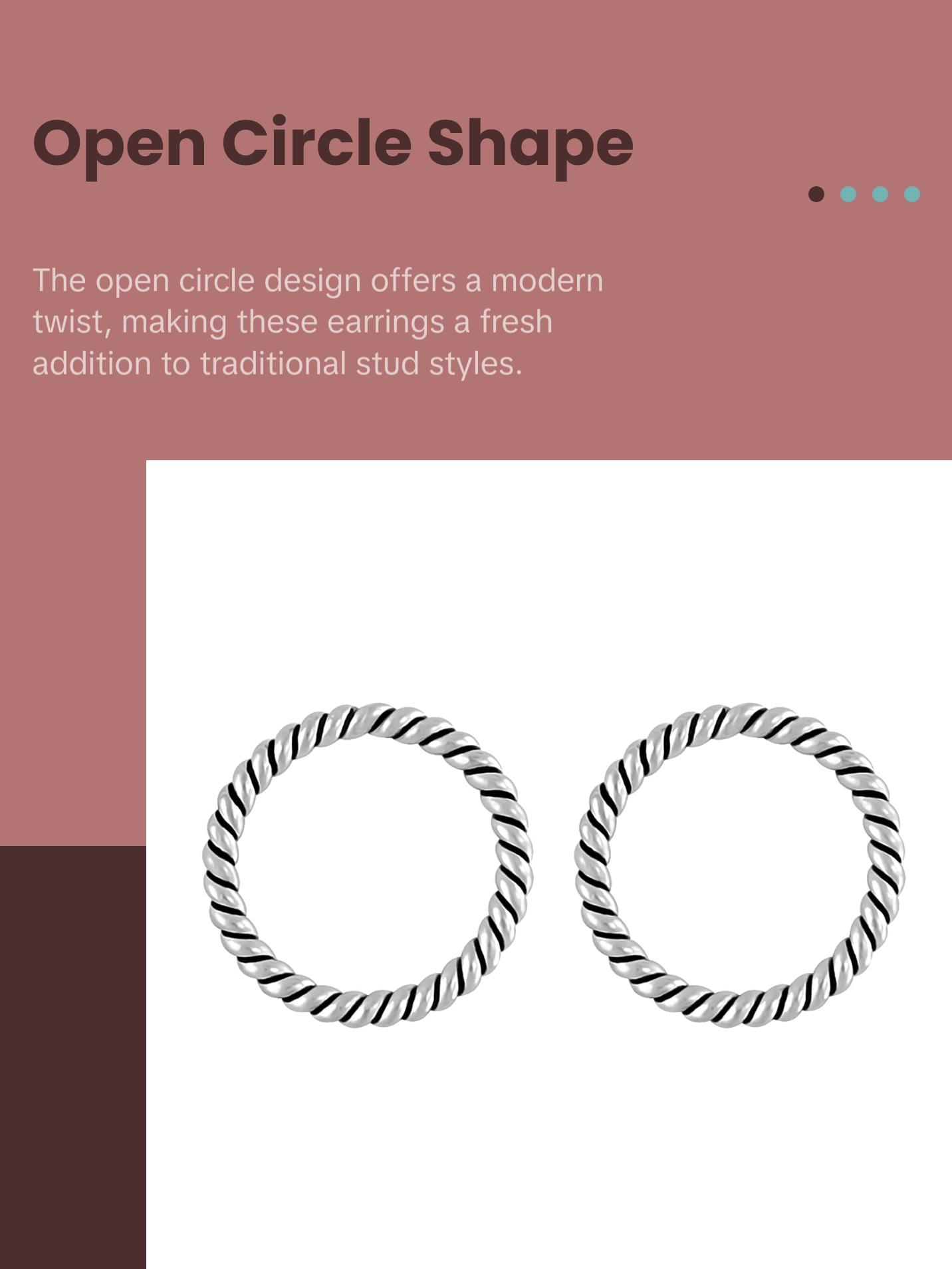 Braided Rope Open Circle Stud Earrings