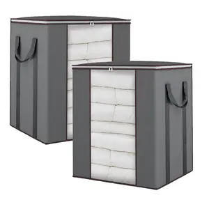 [Summervibes] 2 Pcs Extra Large Blanket Storage Bags Set,Breathable Clothes Storage Containers with Reinforced Handles,120L Comforter Storage Bags for Comforter Bedding Pillow Sheet,Valentine's Day Gifts,Tools & Hardware
