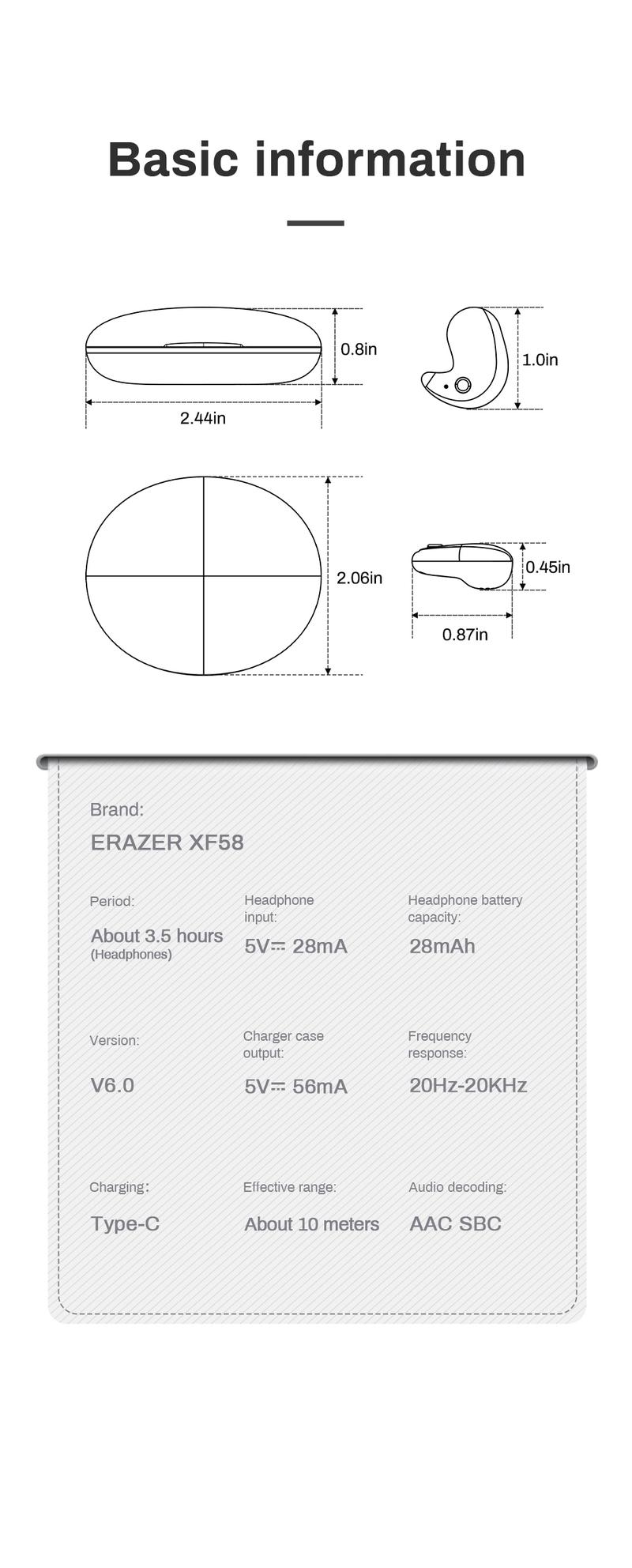 ERAZER XF58 Mini Invisible Headphones Bluetooth 5.4 True Wireless In-Ear Earphones sport Audio Sleeping Earbuds audifonos bluetooth wireless headphones noise cancelling headphones gamingheadset