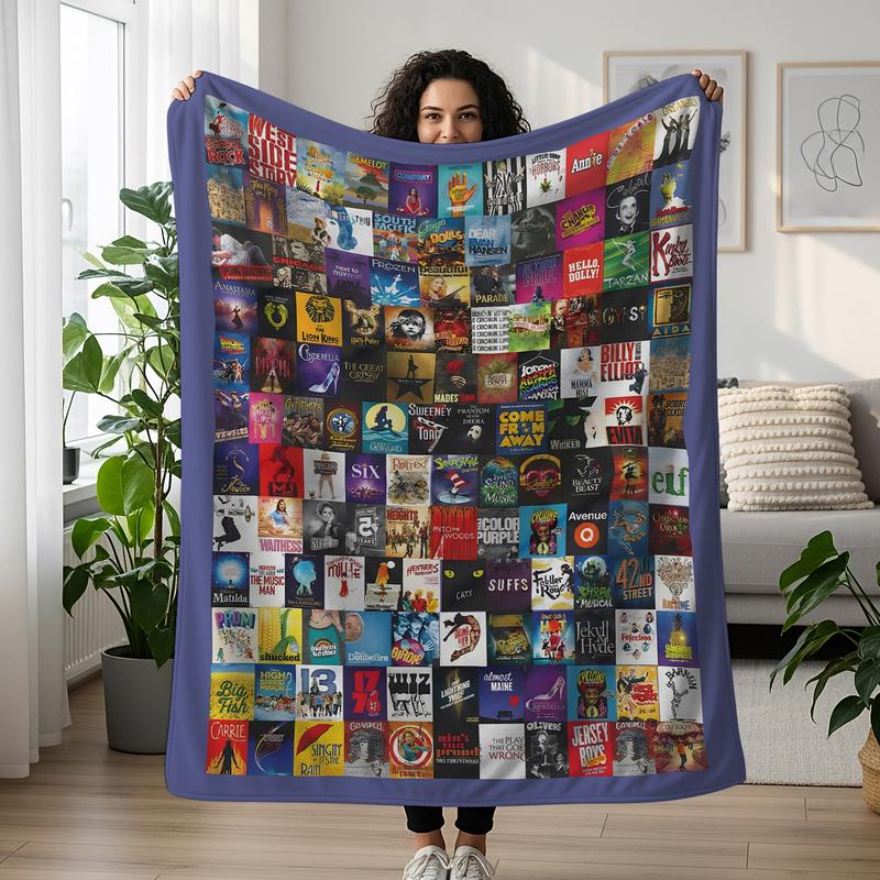Theater Blanket, Broadway Playbills, Musical Blanket, Threadter Fan Gift