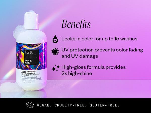 IGK EXPENSIVE + MORE LIFE Haircare Cleansing Set with Color Extending Gloss Shampoo & Conditioner for Brilliance