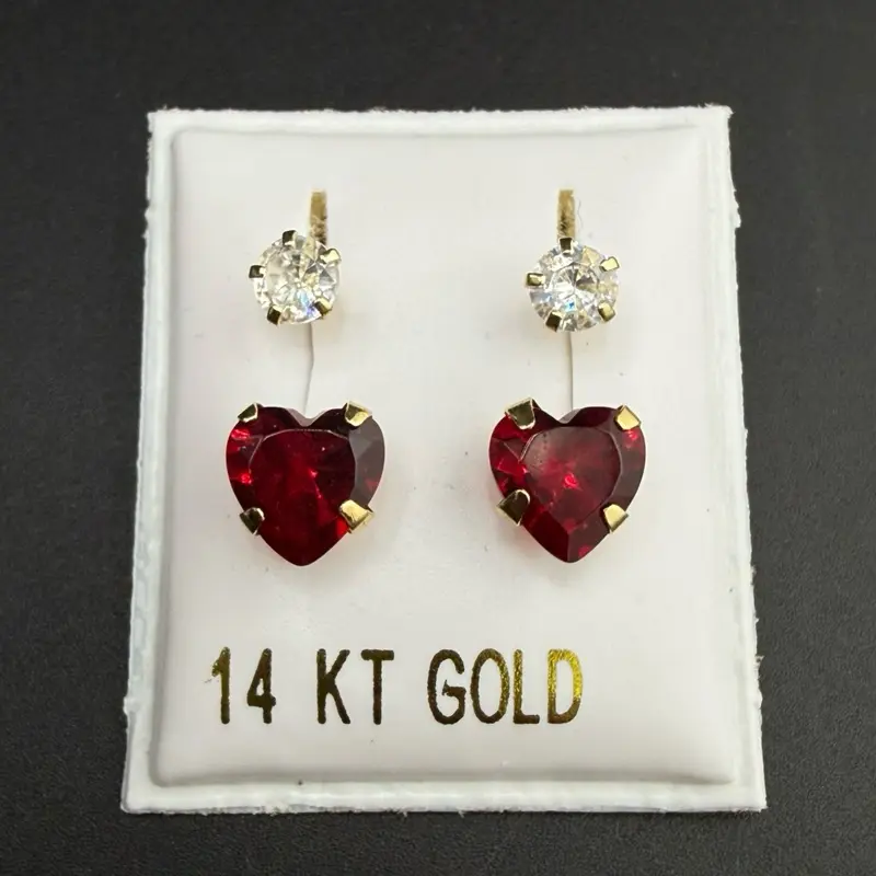 14k gold red heart earrings 14k gold red heart earrings