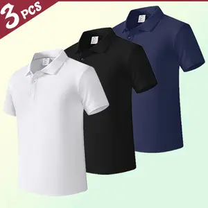 Summer Collection | Business Casual Polo Shirt | Set of 3 | Work / Date / Everyday | Breathable, Skin-Friendly Fabric | Unlined | Slim Fit Turn-Down Collar sleeve long good graphic tees