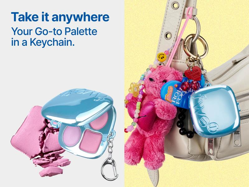 fwee Pocket Cheek Palette | 4-color Jelly Dough Blush Palette | Cream-to-Matte Finish | Bouncy, Airy Texture | Cute Keychain Compact – 4 Options | 0.33 oz