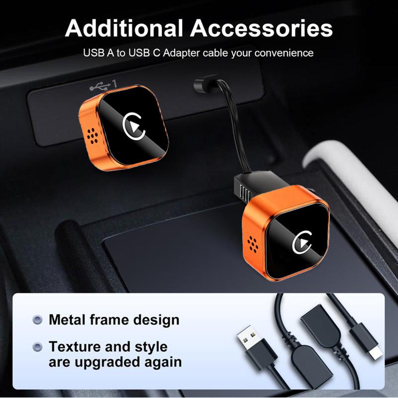 【YURNLV】Mini CarPlay Wired to Wireless Converter, iPhone/Android Compatible, Fast Stable Auto-Connection, No Lag, Hands-Free Calls